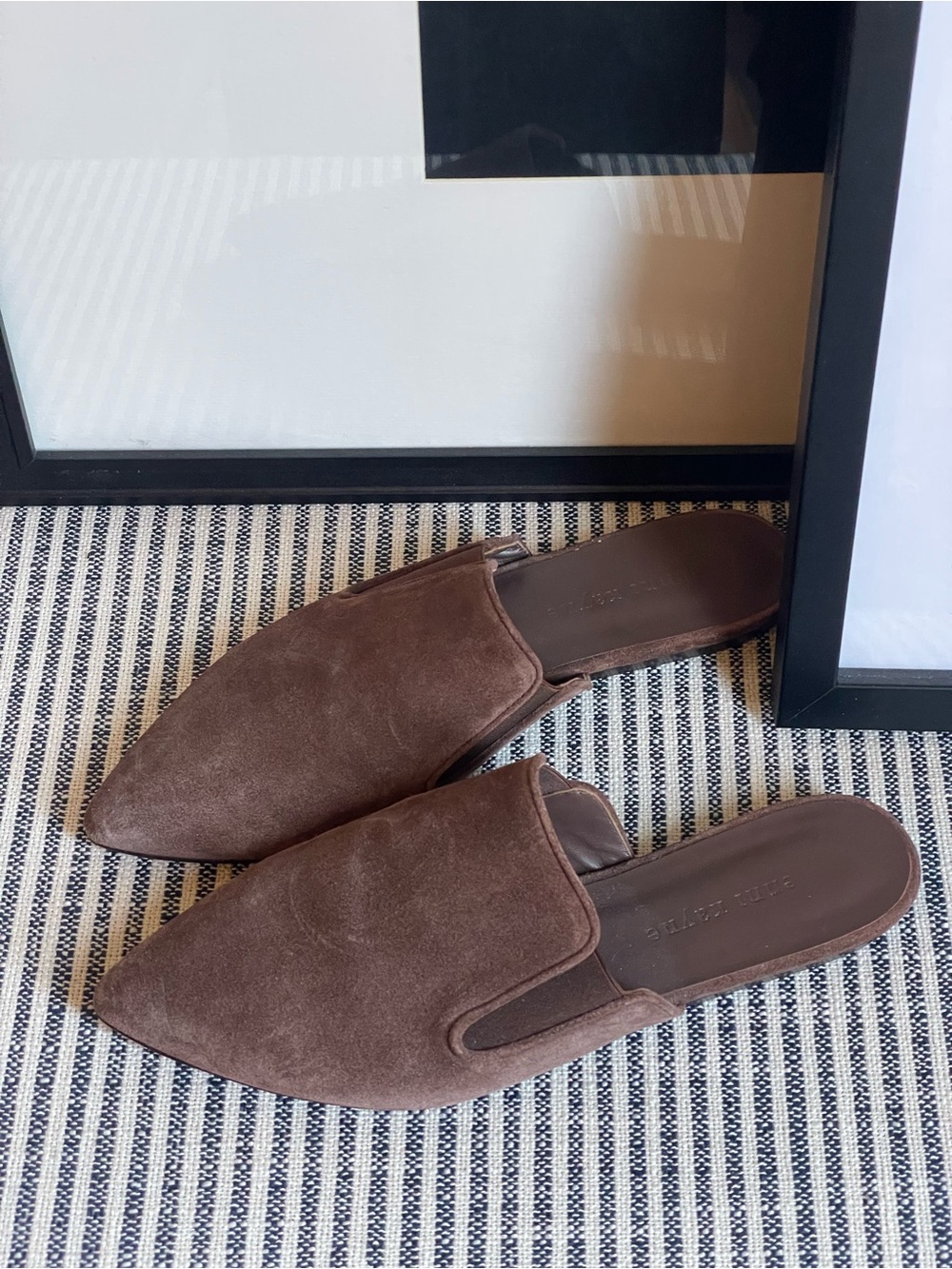 Jenni Kayne Pointed Toe Mules in Espresso Chocolate Brown Suede